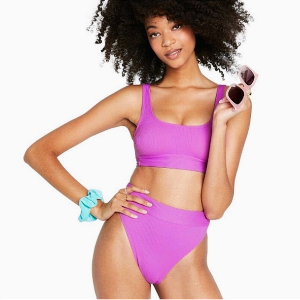 Stoney Clover Lane X Target purple ribbed bikini top size XS